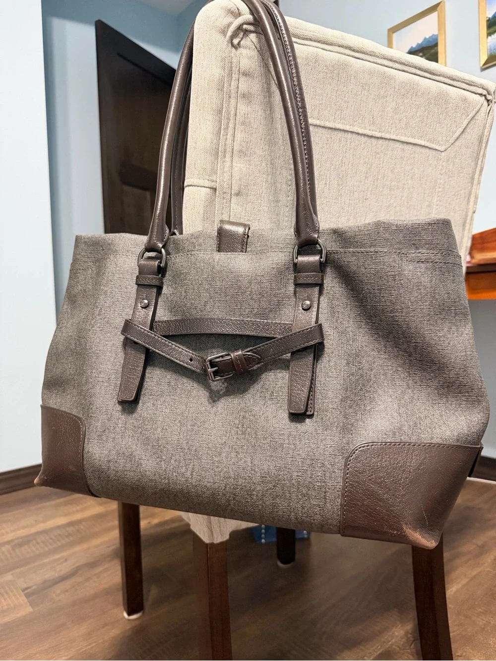 Tumi Brown Canvas & Leather Tote villa collection